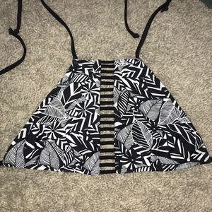 black tropical bathing suit top